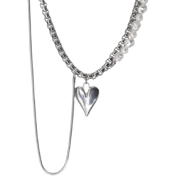 Punk pearl choker necklace - Picture 4 of 5